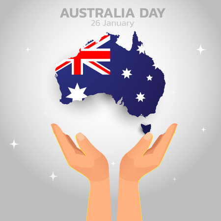 Happy Australia day. background design banner and flyer, postcard, celebration. Vector illustration.のイラスト素材
