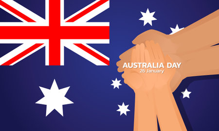 Happy Australia day. background design banner and flyer, postcard, celebration. Vector illustration.のイラスト素材