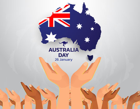 Happy Australia day. background design banner and flyer, postcard, celebration. Vector illustration.のイラスト素材