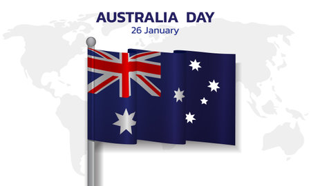 Happy Australia day. background design banner and flyer, postcard, celebration. Vector illustration.のイラスト素材