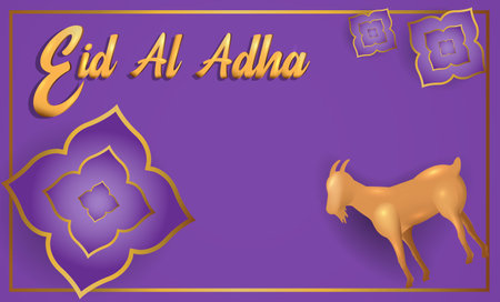 Eid Al Adha Mubarak the celebration of Muslim community festival background design.Vector Illustration. Purple background.のイラスト素材