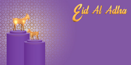 Eid Al Adha Mubarak the celebration of Muslim community festival background design.Vector Illustration. Purple background.のイラスト素材