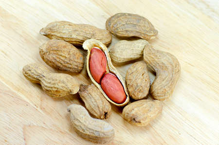 Peanuts on the wooden floor