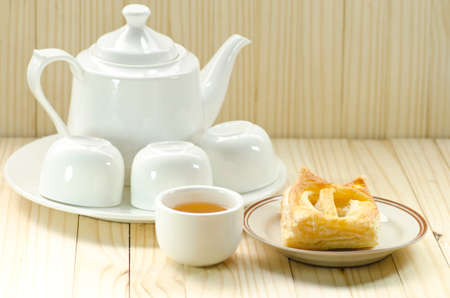 Chicken pie with hot tea