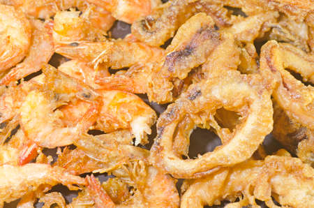 shrimp batter fried squid ringsの写真素材