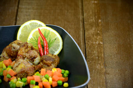 Deep Fried Pork Rib with Vegetable.の写真素材
