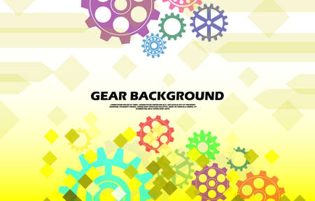 Abstract gear wheel pattern on a colorful technology square background EP.5.Used to decorate on advertisement, wallpaper, message board, sign or other work.のイラスト素材