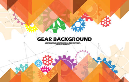 Abstract gear wheel pattern on a colorful technology square background EP.5.Used to decorate on advertisement, wallpaper, message board, sign or other work.のイラスト素材