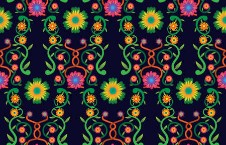 Asian style curve fabric pattern with flowers and leaves EP.9.Used to decorate carpets, clothes,...