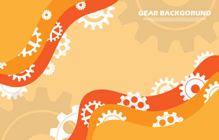 Abstract gear wheel pattern on orange technology backgroundのイラスト素材