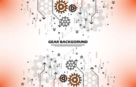 Abstract gear wheel pattern on orange technology backgroundのイラスト素材