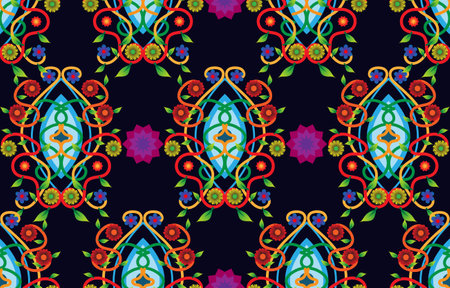 The dotted line pattern flows along the curve. Technology On blue and black background.Used to decorate billboards, messages, publications and other worksのイラスト素材