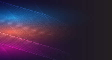 The dotted line pattern flows along the curve. Technology On blue and black background.Used to decorate billboards, messages, publications and other worksのイラスト素材