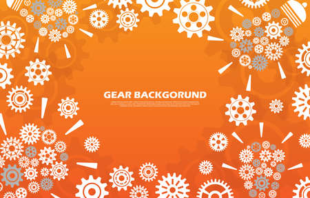 Technology cogwheel pattern with wrench on orange background EP.4.Used to decorate on message boards, advertising boards, publications and other worksのイラスト素材
