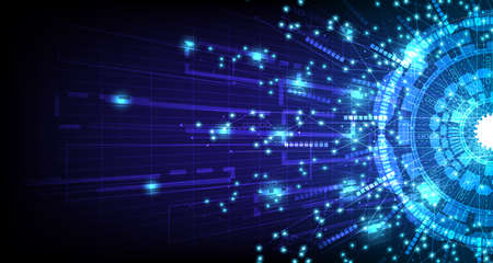 Gear wheel pattern on powder circuit, electronic light line on background.EP-18.Hi-tech communication concept innovation background vector illustrationのイラスト素材