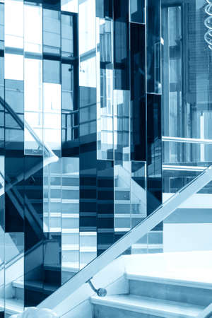 staircase with glass collage wallの写真素材