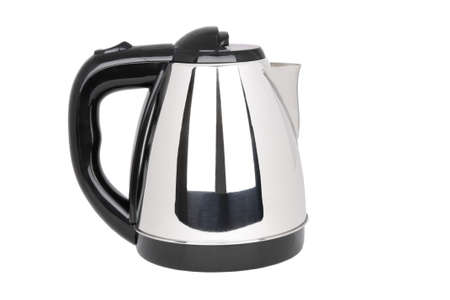 electrical tea kettle isolated on white の写真素材