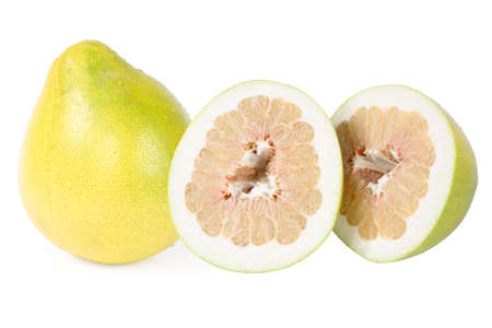 fresh pomelo fruit with white backgroundの写真素材
