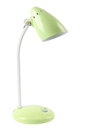 a light green reading desk lamp isolated on whiteの写真素材
