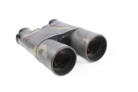 a military camouflage binoculars isolated on white.の写真素材