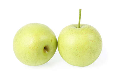 two pears isolated on white background の写真素材