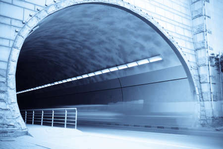 tunnel entrance with traces of vehicles to moveの写真素材