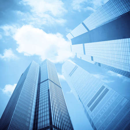 modern skyscrapers on the sunny blue sky の写真素材
