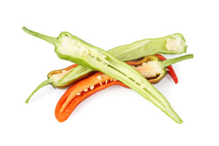 cut the pepper with white backgroundの写真素材