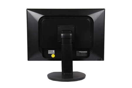 computer LCD monitor on the back isolated on white backgroundの写真素材
