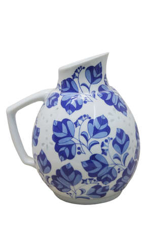 chinese blue and white porcelain pot with white backgroundの写真素材