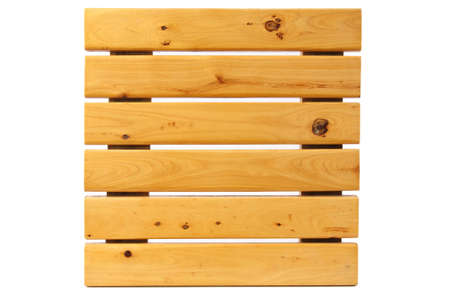 a bathroom square wooden foot fall isolated on whiteの写真素材
