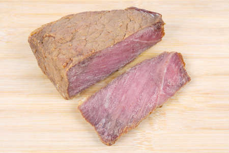 delicious beef and slice on the chopping boardの写真素材