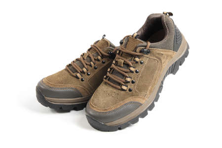 mountaineering hiking shoes with white backgroundの写真素材