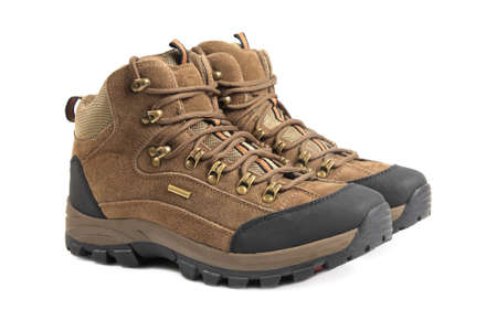 hiking boots isolated on white backgroundの写真素材
