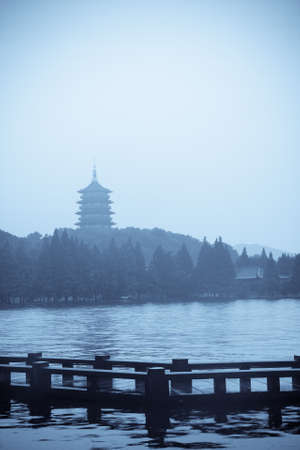 the pagoda of west lake,hangzhou,china の写真素材