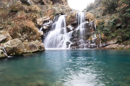winter waterfall in lushan,Chinaの写真素材