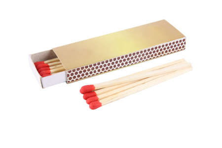 matches and matchbox  isolated on white の写真素材