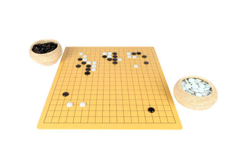 the game of go with white backgroundの写真素材