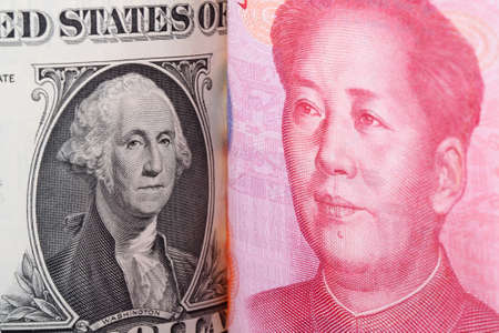 U.S. dollar and chinese yuan の写真素材