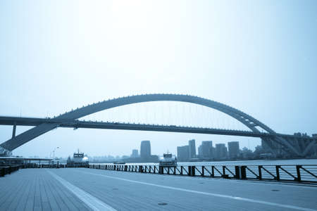 modern city bridge in shanghai,Chinaの写真素材