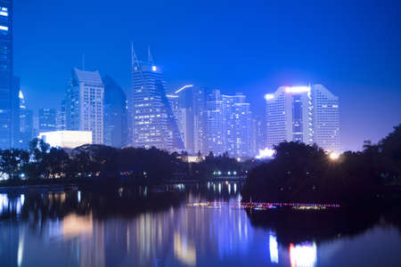 the night view of shenzhen special economic zone,Chinaの写真素材