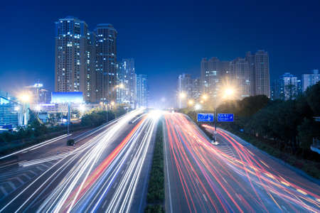  light trails on the busy streetの写真素材