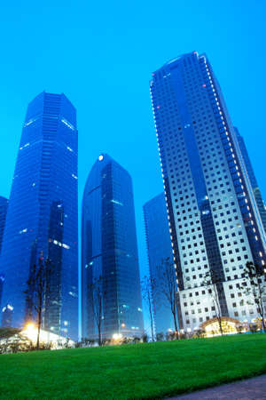 shanghai lujiazui financial centre with modern building at dusk,China