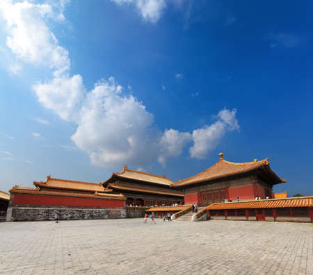 the imperial palace against a blue sky in beijingのeditorial素材