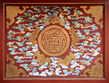 chinese traditional decorative patterns,bat symbolizes good fortuneの写真素材