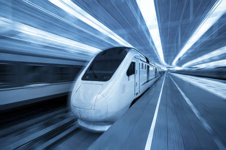 CRH(China railway high-speed) train with motion blur のeditorial素材