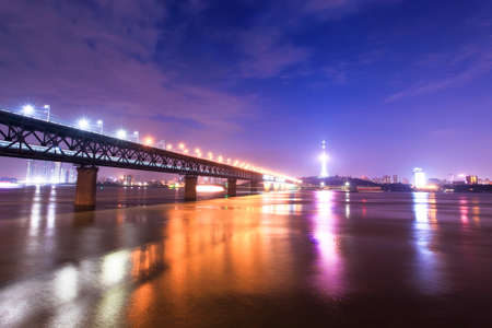 river city wuhan at night, Chinaの写真素材