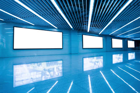 blank billboard on the wall in subway station channelの写真素材