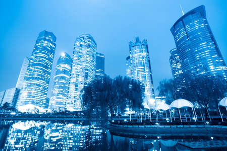 night scene of the lujiazui central green land in shanghai,China