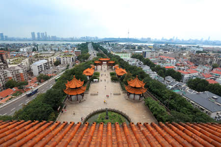 cityscape of wuhan city, hubei province, Chinaの写真素材
